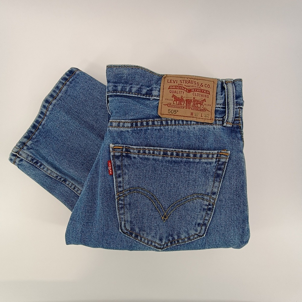 Levi 505 Straight Fit Jeans Mens 31x32 Blue Denim Classic Workwear Casual Pants